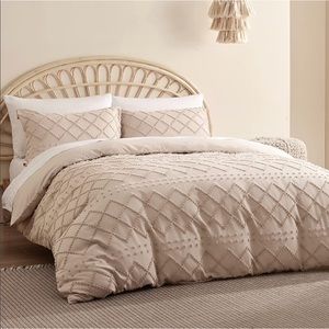 Duvet cover with 2 shams khaki Queen size